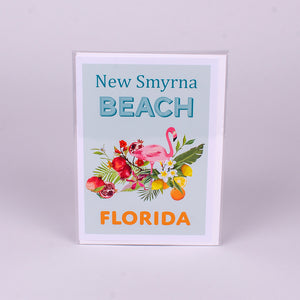 Flamingo Notecard with location New Smyrna Beach, Florida