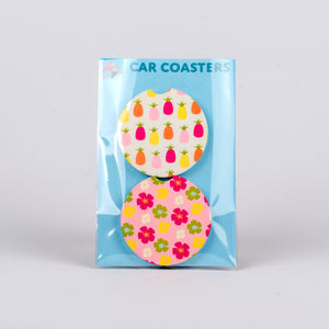 Pastel Pineapples Car Coasters (Set of 2)