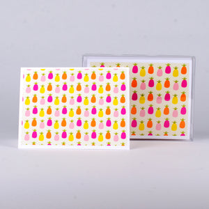Set of 5 notecards and envelopes on front-Pastel Pineapple Collage (4"x5.25")