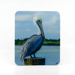 Pelican on Post on rectangle mouse pad