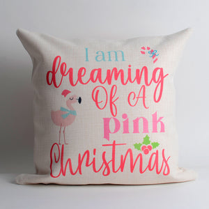 16"x16" pillow-Dreaming of a Pink Christmas