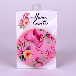 4" Pink Flamingo Rubber Home Coaster