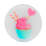 Heart Cupcakes 8" round tempered glass cutting board