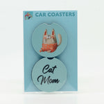 Cat Mom rubber car coasters (set of 2)
