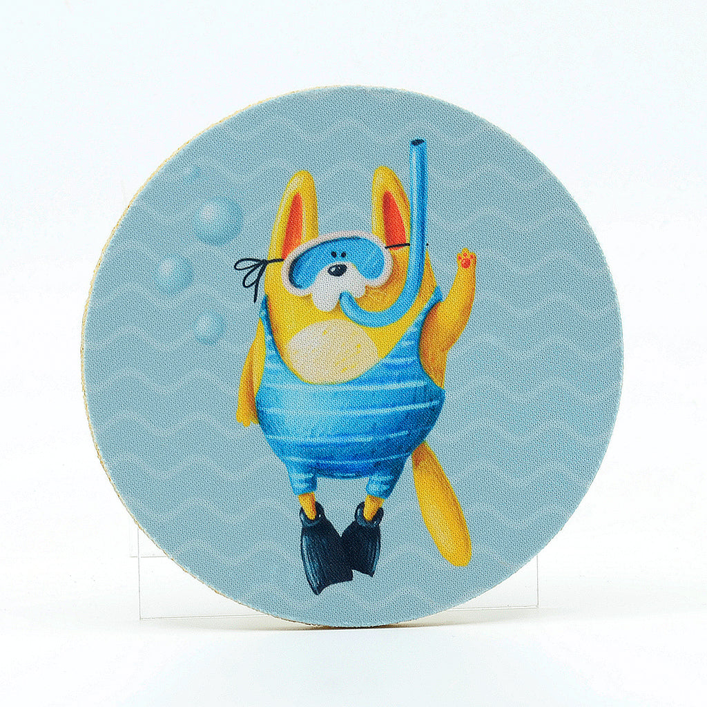 Scuba Cat rubber home coaster