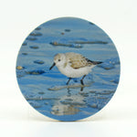 Sandpiper photograph on a 4" round rubber home coasters