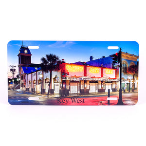 Glossy Aluminum License Plate for your car with Sloppy Joe's Bar in Key West early morning shot