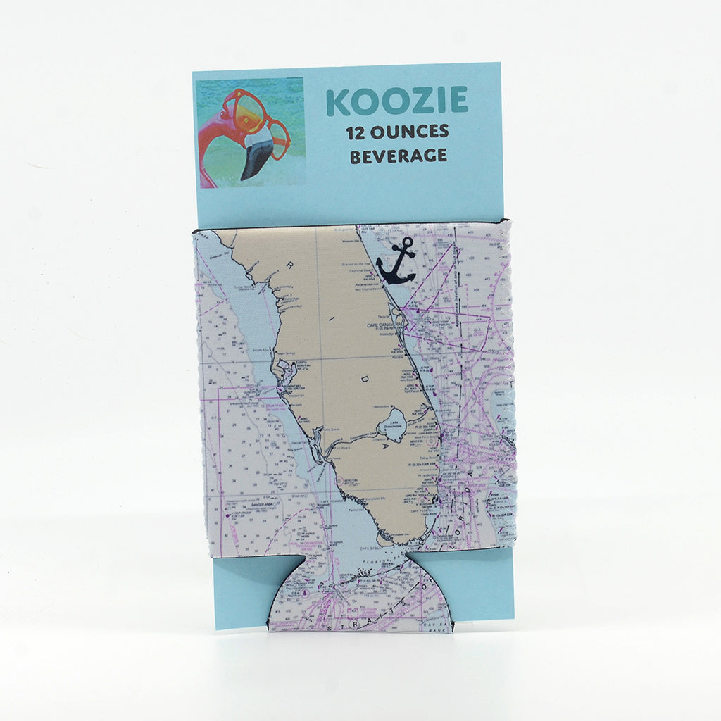 State of Florida Nautical Chart on 12 oz Koozie