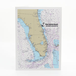 State of Florida Nautical Chart Notecard with New Smyrna Beach Marked