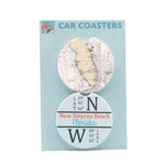 Florida Nautical Chart and LAT and LONG of New Smyrna Beach sandstone car coasters (set of 2)