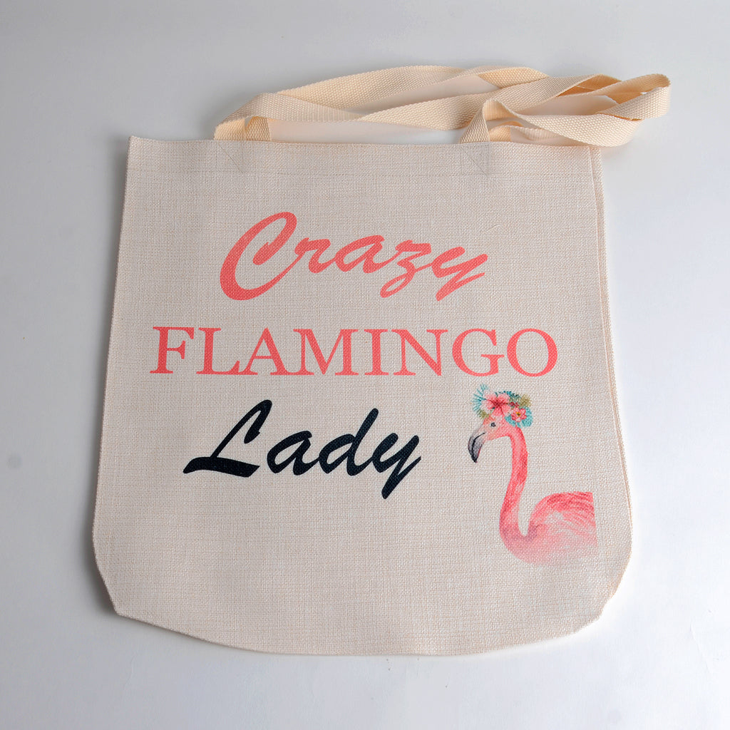 Tote Bag-Crazy Flamingo Lady