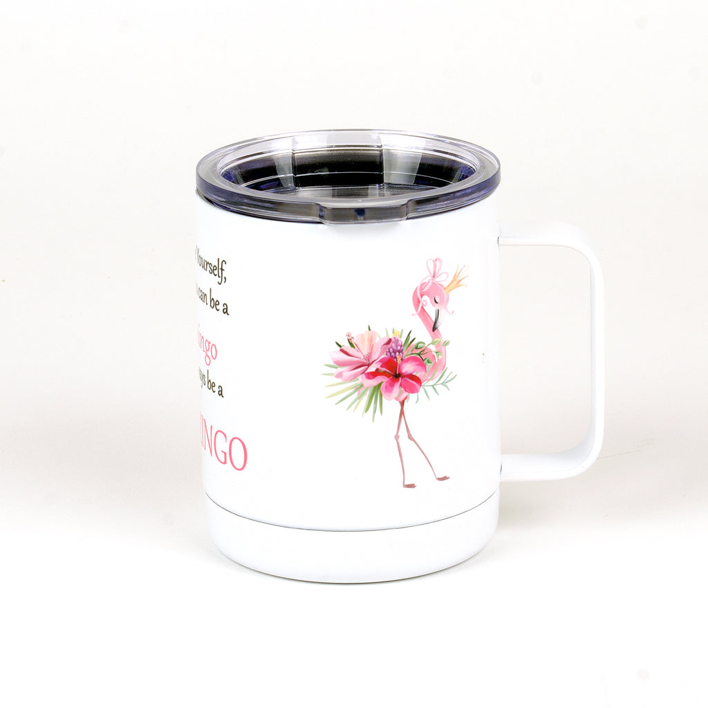 13 ounces stainless steel (white) flamingo mug